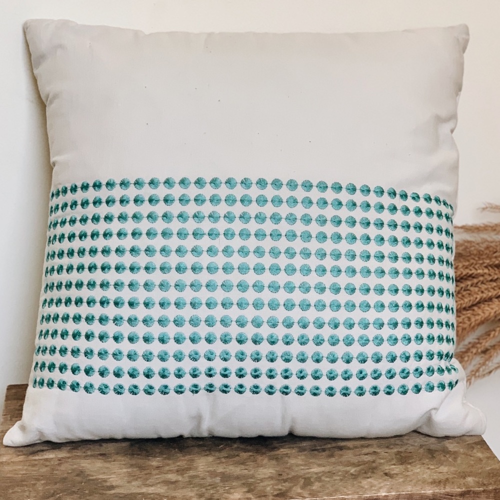 50’s Retro Turquoise Dot Throw Pillow